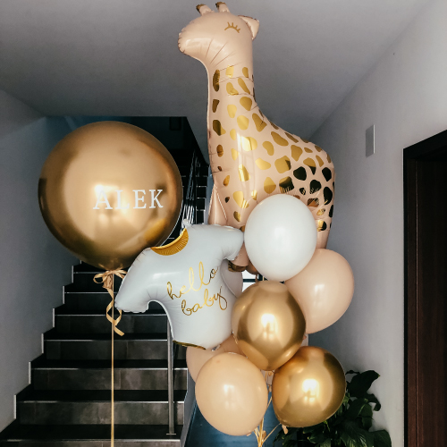 Balonowy bukiet na baby shower chłopca